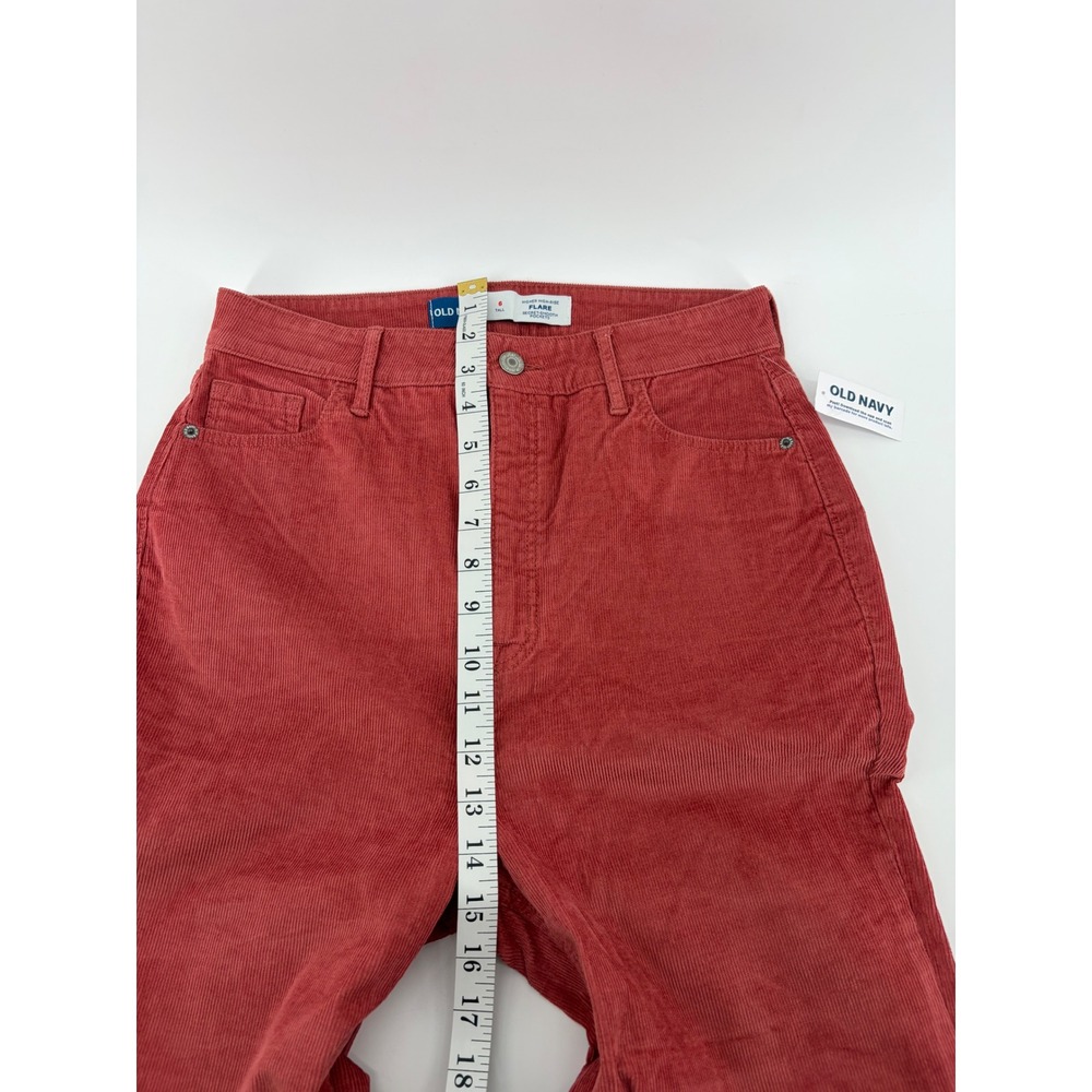 Old Navy Women 6 Tall Rust Red Corduroy Flare Higher High-Rise Pants NEW - Picture 6 of 7